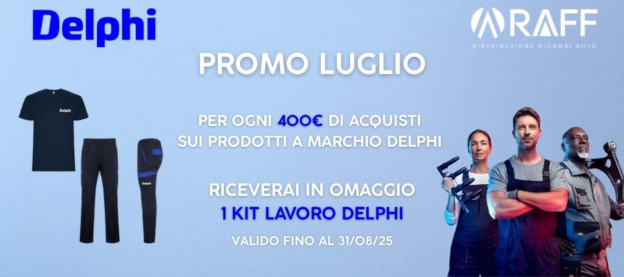 Per ogni 400€ di acquisti  sui prodotti a marchio DELPHI 
